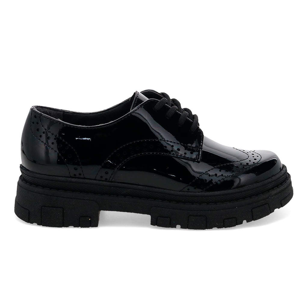 V4403- Zapatos Escolares Color Negro Charol Tipo Mocasín Vavito