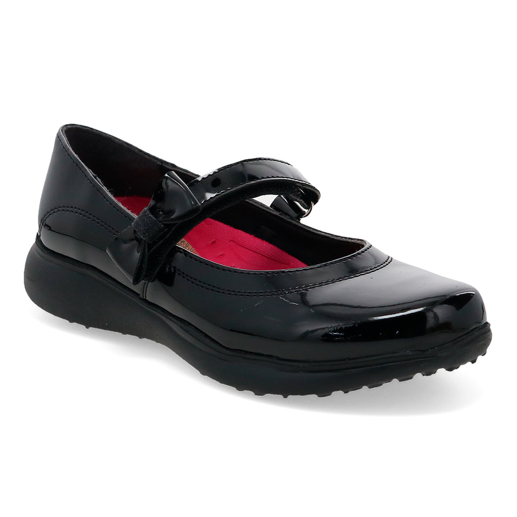 V7607- Zapatos Escolares Para Niña Negro Charol